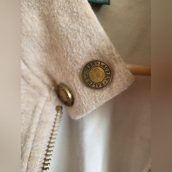 Lauren Ralph Lauren Zip Sweatshirt Size PM Tan/ Brown/Beige - Picture 4 of 14